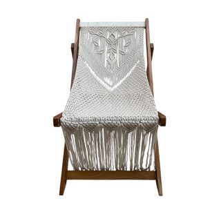 Sdraio Relax in Legno Seduta in Cotone Stile Boho