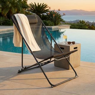 Sedia Sdraio Relax Reclinabile Nera 82x56x90 cm