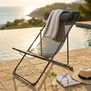 Sedia Sdraio Relax Reclinabile Nera 82x56x90 cm