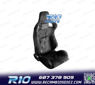 KIT ASIENTO DEPORTIVO SEMI BAQUET LOOK RS ALCÁNTARA NEGRA