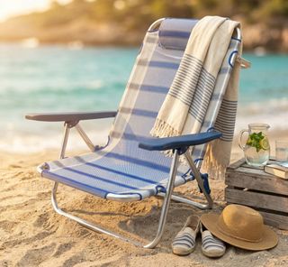 Sedia da Spiaggia in Alluminio con Braccioli 83Cm