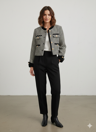 Giacca vintage donna righe bianche e nere