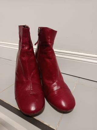 Botines piel natural granates Zara T 38