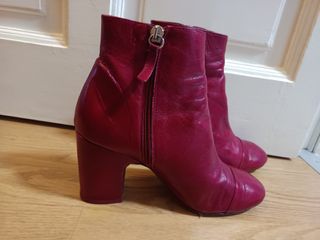 Botines piel natural granates Zara T 38