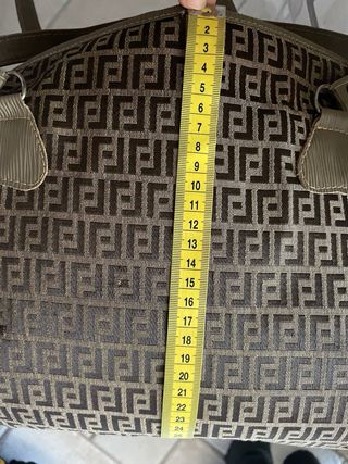 Borsa in stoffa vintage marrone e oro