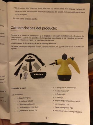 Limpiador a vapor portátil, usado una vez