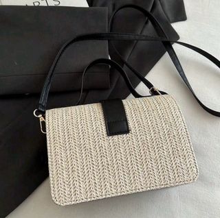 Borsa a tracolla beige e nera