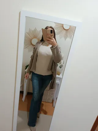 Cardigan mantella manica lunga beige