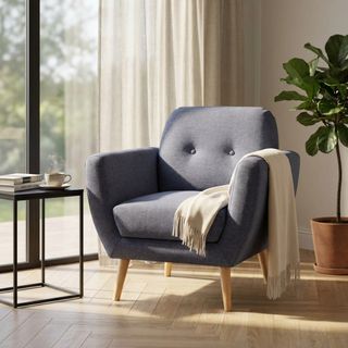 Poltrona in Tessuto Scandinava Grigio Scuro 86Cm