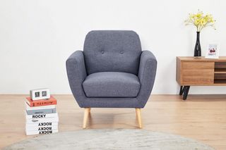 Poltrona in Tessuto Scandinava Grigio Scuro 86Cm