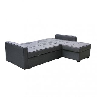Divano Letto Penisola Tessuto Grigio Scuro 210 cm
