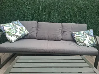 Conjunto Mesa y Sillones Jardín Gris