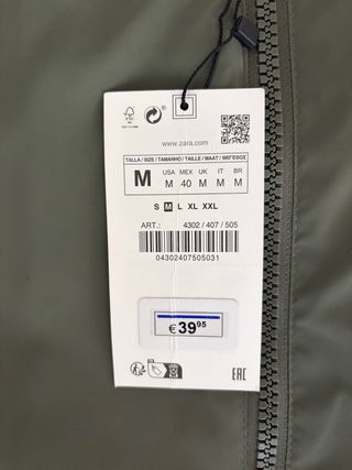 Chaqueta Bomber Zara Verde Talla M