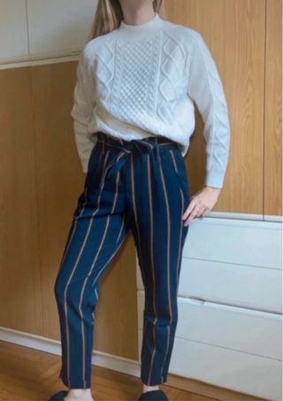 Pantaloni a righe blu e marrone di Zara