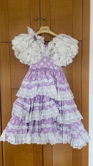 Vestido Sevillana Niña Morado Lunares