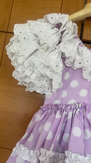 Vestido Sevillana Niña Morado Lunares