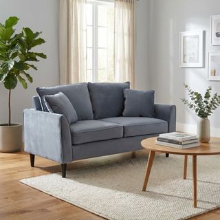 Divano a 2 posti in Velluto Moderno Grigio Scuro