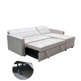 Divano Letto Angolare Reclinabile Tessuto Tortora