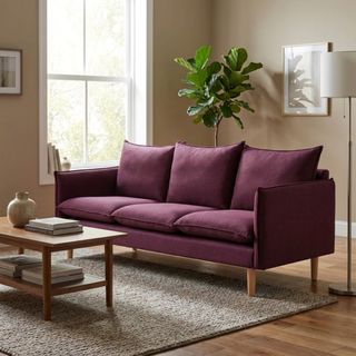 Divano Scandinavo 3 Posti Tessuto Morbido Porpora