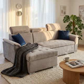 Divano Letto Matrimoniale in Tessuto con Penisola