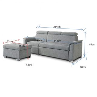 Divano Letto Matrimoniale in Tessuto con Penisola