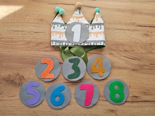 Corona cumpleaños tela hecha a mano