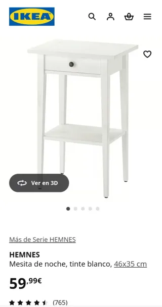 Mesita de noche de madera blanca