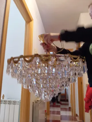 Lámpara de techo de cristal y metal