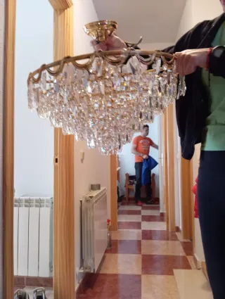 Lámpara de techo de cristal y metal