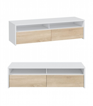 Mesa TV Con 2 Puertas 130 Cm. Blanco Artik/Roble