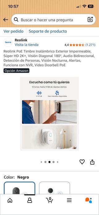 Videoportero Reolink Negro