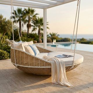 Divano Lounge Moderno in Similrattan e Alluminio