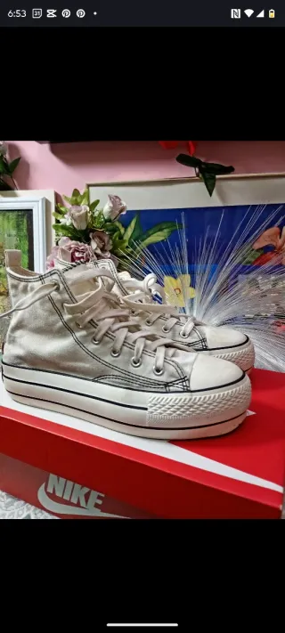 Converse Taylor Platform Bianche