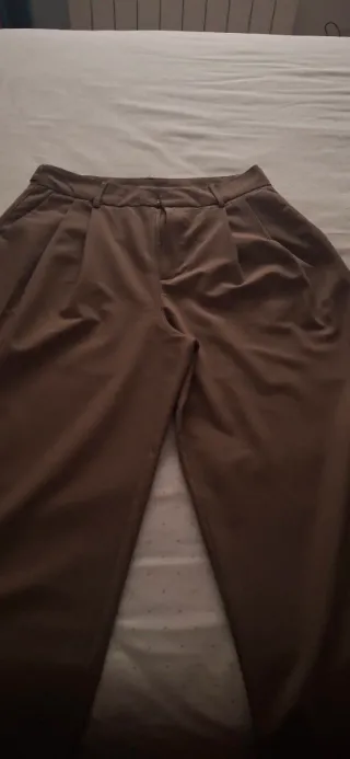 Pantalón Wide Leg Stradivarius Marrón Mujer