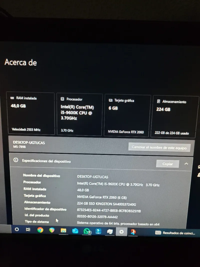 Pc Intel i5 rtx 2060 y 48gb Ram afbeelding 5