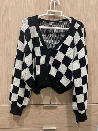 Jersey cuadros blanco y negro talla única