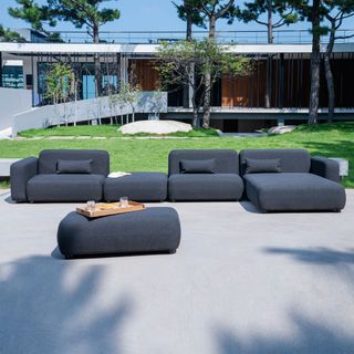 Divano Angolare Moderno Contract Tessuto Grigio