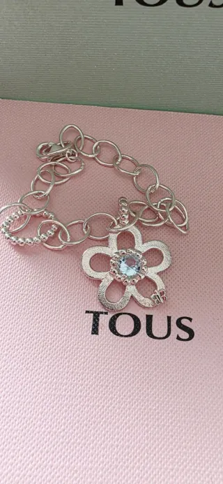 Pulsera Tous Flor de plata y aguamarina