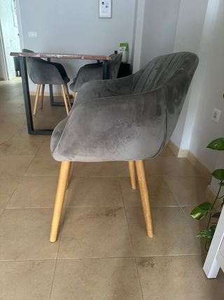 Silla de comedor terciopelo y madera