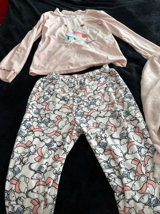 Pijama 3 piezas ratones rosa y blanco
