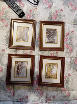 4 Cuadros Decorativos Madera y Cristal