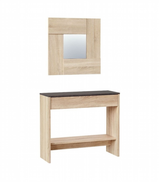 Recibidor Consola Cajón Y Espejo. Roble Canadian/
