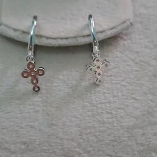 Pendientes Plata Ley 925 Cruz Circonitas
