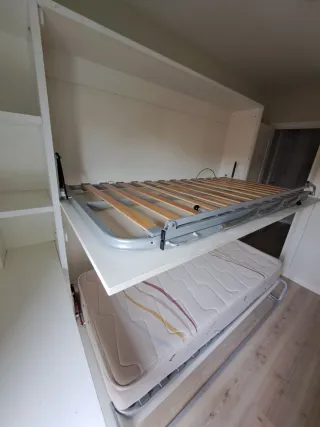 Doble litera abatible horizontal en madera blanca.