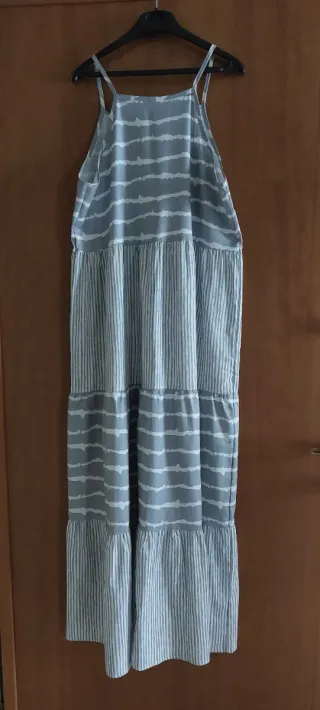 Abito estivo lungo donna grigio e bianco