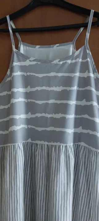 Abito estivo lungo donna grigio e bianco