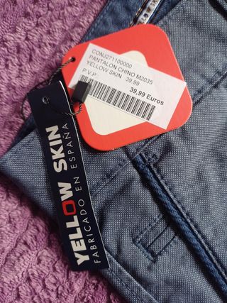 Pantalón Chino Hombre Yellow Skin Azul XL