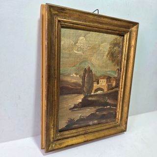 Dipinto Olio su Rame Paesaggio con Fiume Primi 900