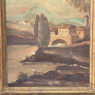 Dipinto Olio su Rame Paesaggio con Fiume Primi 900