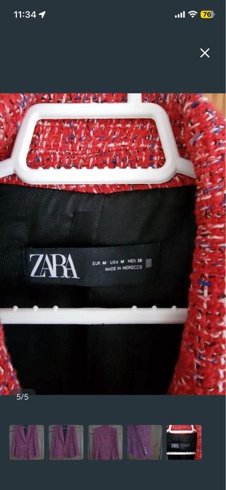 Blazer Tweed Cruzado Rojo Zara